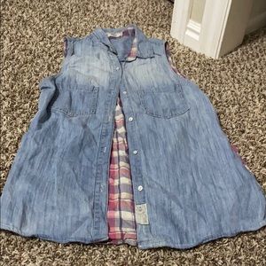 3/🔟 Denim/plaid tank